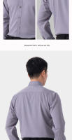 Camisa Negocios Para Hombre Color Sólido Moda Clásica Slim Fit Manga Larga Básica Casual Blanco Negro Azul Rojo Verde Ropa Social - details 6