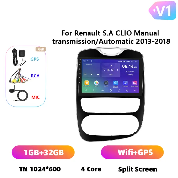Podofo Radio de coche Android 2 Din para Renault S.A CLIO Cambio manual/Automático 2013-2018 Carplay 8+128GB AI Voice WIFI+4G DSP GPS Navegación Multimedia Reproductor de Video - 1