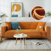 Cubierta De Sofá De Terciopelo Para Sala De Estar Color Gris Estirable Sólido Cubierta De Sofá Conjunto Funda Para Asiento Y Cojín 1PC - details 19