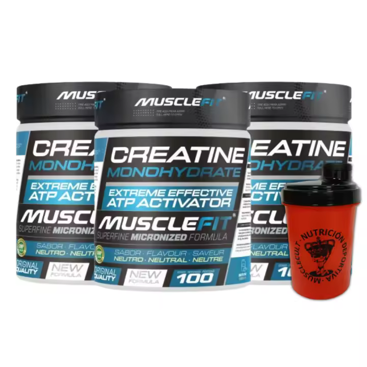 Pack 3 Creatina Monohidrato Micronizada + Shaker (regalo) - MuscleFit │Pack Súper Ahorro │MuscleCult - 1
