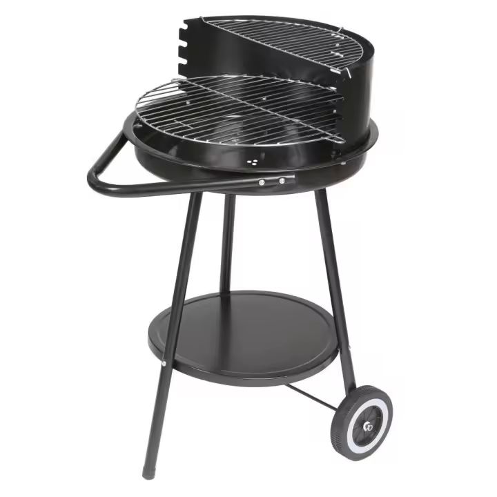Lola Home Barbacoa de carbón Milena redonda con parrilla de acero negra de 40x70x78 cm - 1