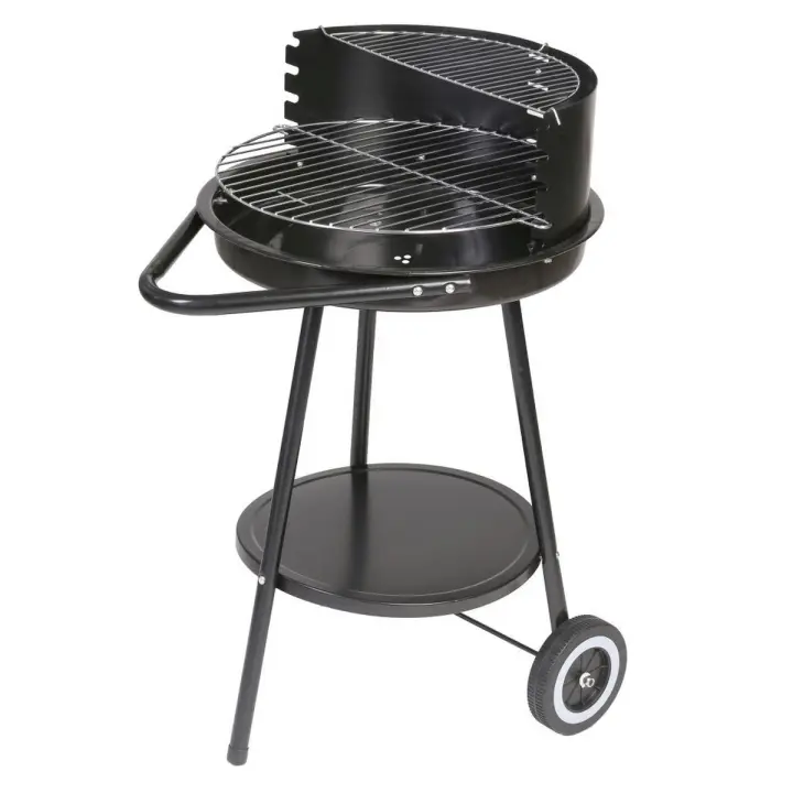 Lola Home Barbacoa de carbón Milena redonda con parrilla de acero negra de 40x70x78 cm - 1