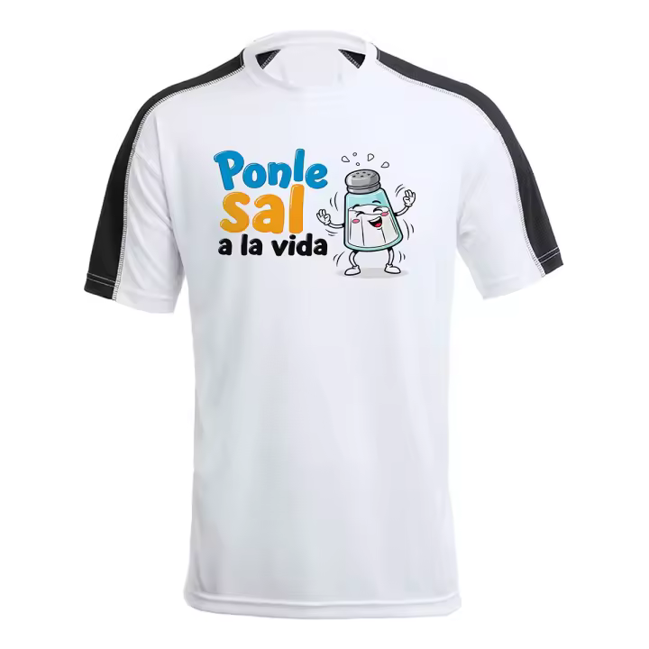 MERCHANDMANIA CAMISETA técnica franja mangas NEGRA frase motivadora graciosa vida alegre divertida tshirt - 1