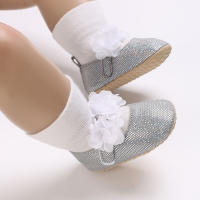 Zapatos De Princesa Plateada Para Bebés Recién Nacidos 0-18M Casual Con Lazo Antideslizante Suela De Tela Bajo El Tobillo PU Decoración De Cinta Para Niñas - details 11