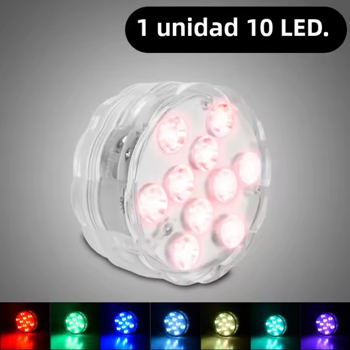 Luz Submarina LED RGB Para Piscina Con Control Remoto Y Batería Operada Portátil Para Acuario Y Vaso Iluminación Submarina Multicolor Impermeable - 1