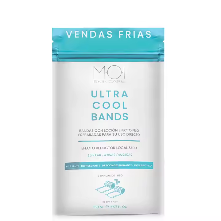 ULTRA COOL BANDS Bandas con loción efecto frio preparadas para su uso directo | Efecto reductor localizado | Especial piernas cansadas | 2 Bandas de 1 uso (15cm x 4m) M·O·I SKINCARE - 1
