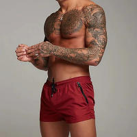 Shorts De Baño Para Hombre Moda Verano Ropa De Playa Boxer Corto Suertudos Cierre Con Cordón Material Poliéster Estilo Casual - details 2