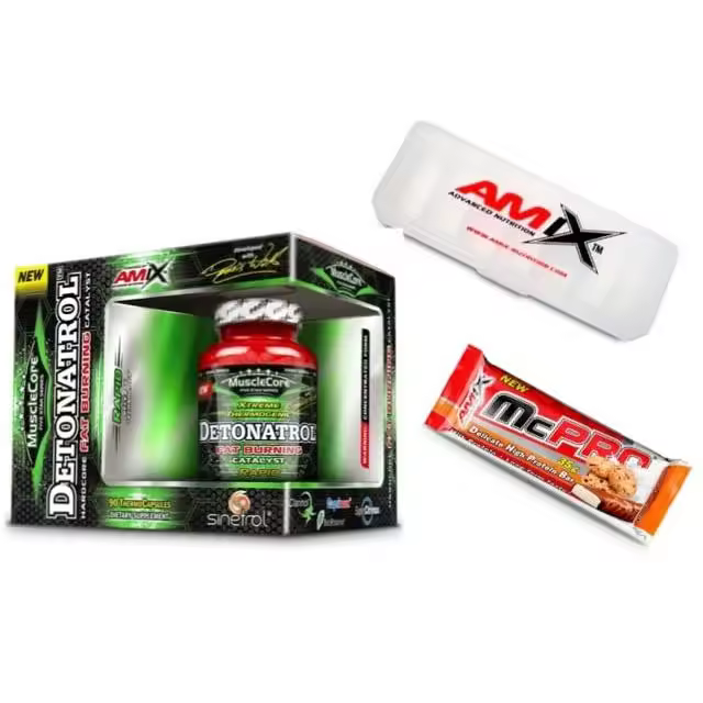AMIX NUTRITION Detonatrol 90 capsulas + Pastillero + AMIX Barrita Mcpro Cookies & Cream 35 gr - 1
