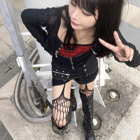 Pantimedias De Red Gothic Black Harajuku Japonés Hollow out Para Mujer Moda JK Pantimedias Completo Cuerpo De Nylon - details 6