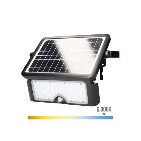 EDM APLIQUE SOLAR LED 10W 1150LM RECARGABLE CON SENSOR 2-8M NEGRO - 31844 Aplique multifuncional led solar Iluminación Exterior Solar Led - 1