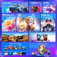 TITAN ARMY Monitor Gaming 2K 240Hz P2710S, Fast IPS QHD 2560 x 1440P Vertical Monitor, 1ms , HDR 400 135% sRGB, FreeSync y G-Sync Monitor de Computer, Cuidado de Los Ojos, VESA, DP, HDMI, For FPS MOBA RPG MMO RTS RAC Gaming - details 1