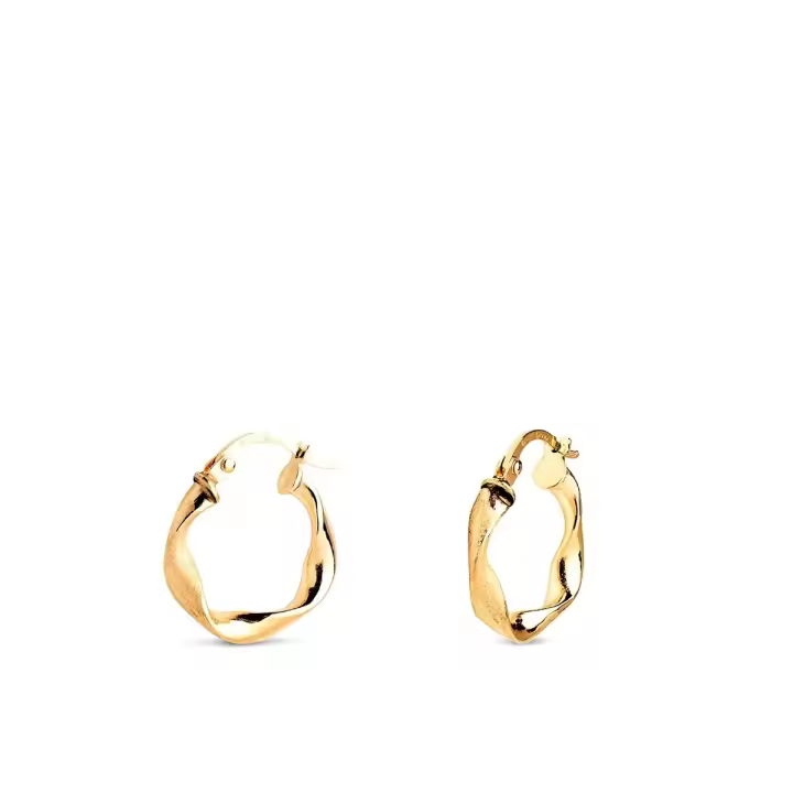 Aros Pendientes en Oro 18k con 16 mm. ancho de 3 mm. reliados mate y brillo - 1