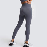 Leggings De Yoga Sin Costuras Para Mujer Levantador De Glúteos Deportivos De Fitness Y Gimnasio Pantalones De Running Terciopelo De Nylon De Cintura Elástica - details 3