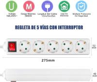 Extrastar Regleta Enchufes Startelectric, 16A/250V/3G/3680W, Disponible en Varias Especificaciones de Gato, Color Negro y Blanco - details 1
