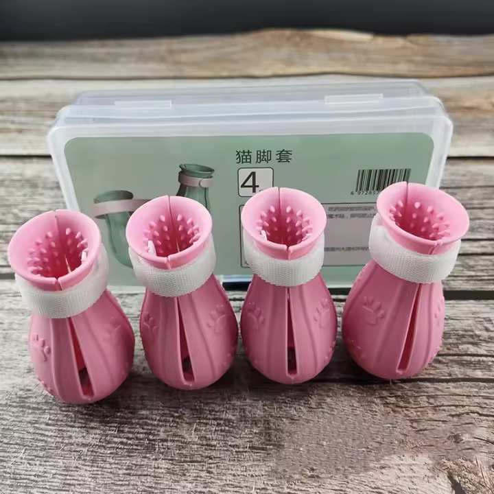 Protector De Uñas Para Gato Tallas Ajustables Zapatos Para Baño Antiscratch Coloridos Cubierta De Pata Para Uñas De Gato - 1