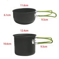 6-piece camping accessories set, two hard aluminum cookware sets with stainless steel cutlery, available in orange or green - details 0