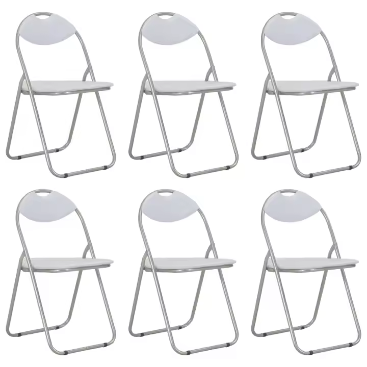 vidaXL Sillas de comedor plegables 6 unidades cuero sintético en color Negro/Blanco | cómodas modernas ergonómicas para comedor cocina salón hogar - 1