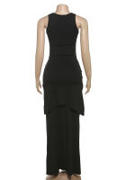 Vestido Casual De Moda Para Mujer NIBBER Verano Sin Mangas Cuello Cuadrado Cintura Ajustada Bodycon Largo Con Nudo En La Cintura Vestido De Día Cómodo - details 3