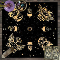 Mantel De Tela Para Cartas De Tarot 1pc Decoración De Juego De Cartas Pagan Con Fases De Luna Y Flores Estilo Pagan Para Atril Y Brujería - details 17