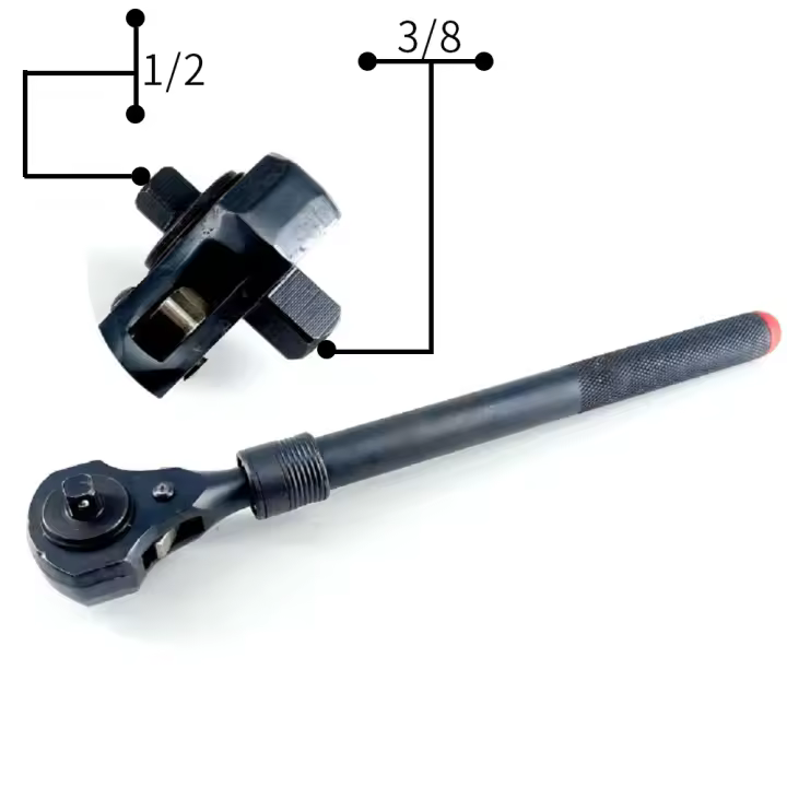 MacWork Mango De Atorque Doble Cabeza De 1/2 Pulgada Y 3/8 Pulgada Con Función Martillo Telescópico Extensible Para Llaves De Fijación - 1