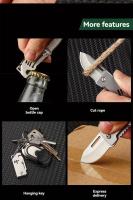 Cuchillo Plegable Mini 2024 Acero Inoxidable D2 Portátil Con Cadena De Llave Para Abrir Cajas Hoja Larga 3.6 Pulgadas Sin Bloqueo - details 3