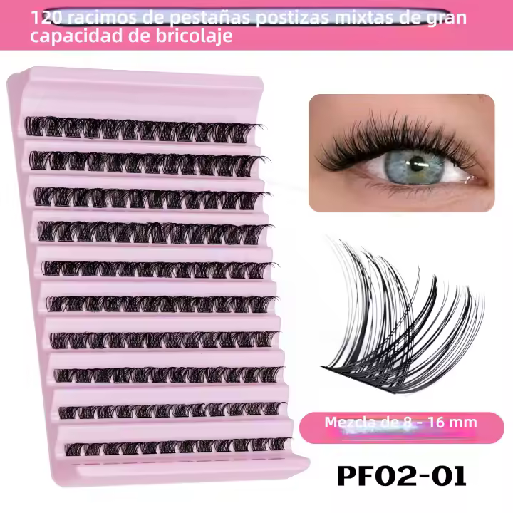 Kit de pestañas postizas de racimos: Juego de extensiones de pestañas de volumen ultra denso con aplicación de calor segmentada. - 1