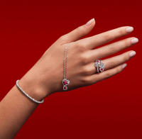 PANDORA Collar favorito, collar con colgante de corazón a corazón - details 0