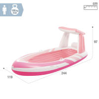 INTEX - Colchoneta hinchable Pink Paradise, 244x119x97 cm, con techo, asas resistentes de sujeción, cuerda de agarre y porta bebidas, diseño rosa, capacidad 1 persona máx. 100 kg, fabricada de vinilo resistente, incluye parche de reparación - details 3