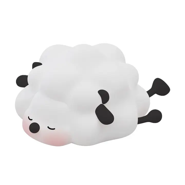 Luz de noche para bebés, recargable para niños, Linda luz de noche táctil, 3 niveles regulable, temporizador de 30 minutos, suave silicona Little Sheep (negro) - 1