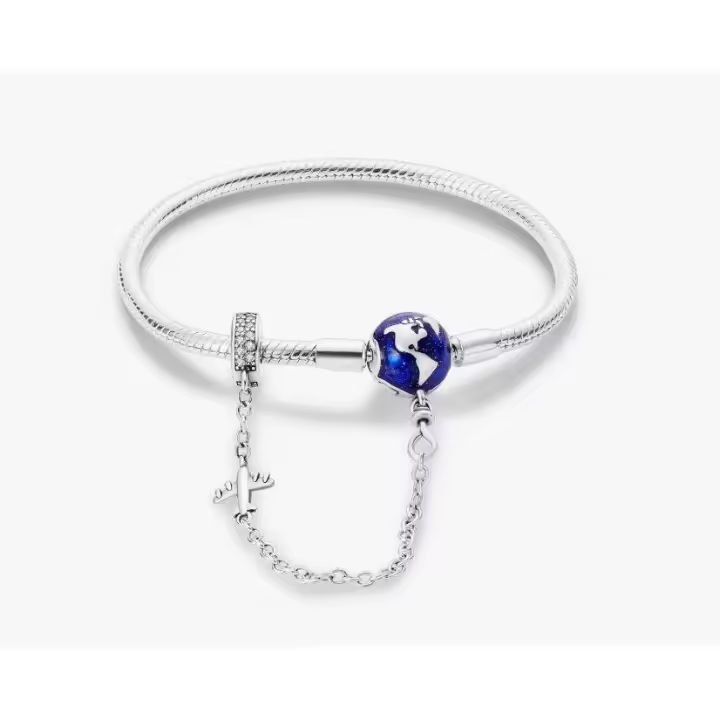 925 Plata esterlina Corazón Mariposa encanto pulsera para las mujeres pulsera de cadena de seguridad para la joyería original del encanto - 1