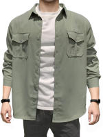 Camisa De Hombre Para Primavera/Verano Con Varios Bolsillos Traje De Trabajo Slim Fit Casual Cuello En Pointe Con Botones - details 4