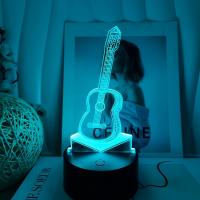 Lámpara De Ilusión Optica 3D Luz Nocturna Para Guitarra Con Toque Y Cambio De Color En 7 Tonos Para Ambiente De Dormitorio - details 1