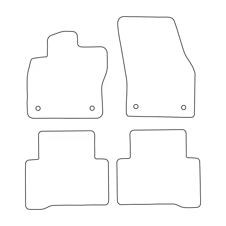 Juego de alfombrillas de terciopelo para Volkswagen Touran II 2015 - 5 plazas - tapizado en negro - 1