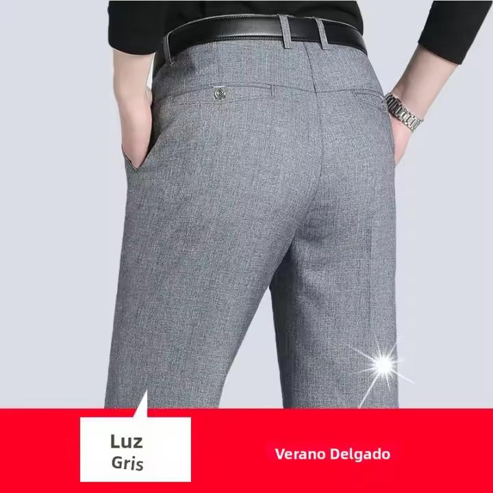 Pantalones De Negocios Para Hombre Talla Grande Corte Slim Moda Casual Estirado Adecuado Para Otoño Verano Pantalones Sólidos Negros Azules Oscuros - 1