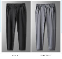 Pantalones Casuales Para Hombre De Fibra De Bambú Verano Transpirables Elásticos Slim Straight Negro Gris Cierre De Cremallera - details 18