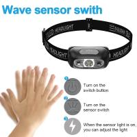 Linterna Frontal LED Recargable Mini Con Sensor Impermeable Para Camping Pesca Y Luz De Trabajo Al Aire Libre Hecha De Metal De Batería Lithium - details 1