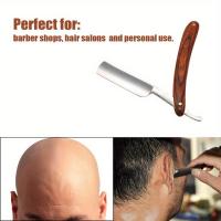 Afeitadora Retro Para Hombre Con Mango De Madera De Pera Hoja De Acero Carbono Herramienta De Afeitar Barbería Para Barba Y Cuello - details 3