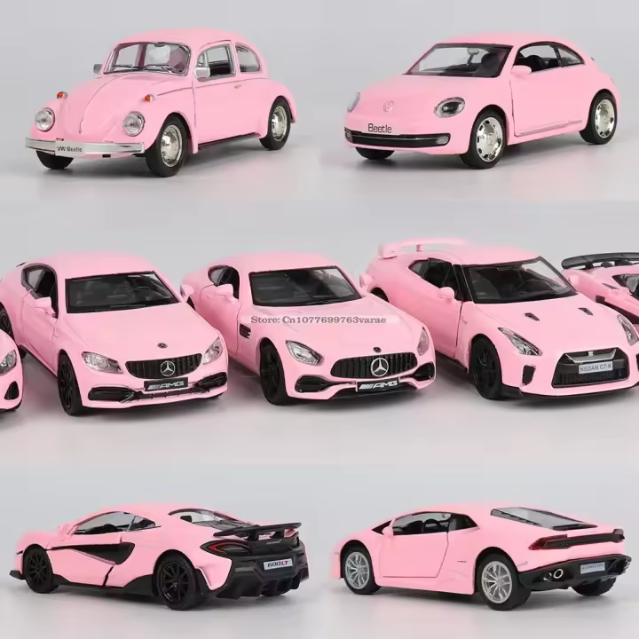 Volkswagen Beetle Clásico 1967 Rosa Modelo De Coche De Aleación Juguete Escala 1:36 Colección Regalo De Navidad Para Niños Y Adultos - 1