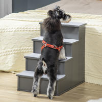 PawHut Escalera para Perros de 4 Peldaños Escalera para Mascotas Escalones para Perros Gatos con Acolchados Desmontables Carga 30 kg para Cama Sofá 40x59x54,2 cm Gris - details 1