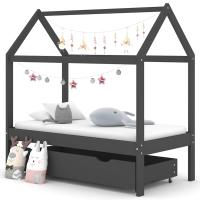 vidaXL Estructura de cama infantil con cajón madera de pino 70x140 cm en color Marrón/Gris oscuro/Blanco - details 1