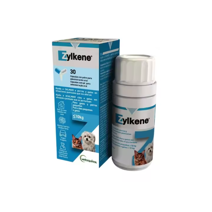 VETOQUINOL - Zylkene (75 mg) - Tranquilizante Natural para Gatos y Perros de Raza Pequeña (Menos de 5 kg a 10 kg) (30 Cápsulas) - 1