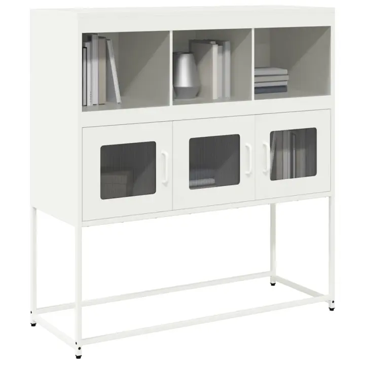 vidaXL Aparador de acero laminado en frío 100,5x39x107 cm en color Blanco/Negro/Antracita y más - 1