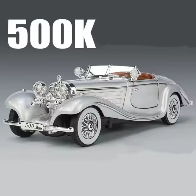 Mercedes-Benz 500K Clásico De 1:24 En Metal Con Sonido Y Luz Juguete De Coche Para Niños Regalo De Cumpleaños Coleccionable - 1