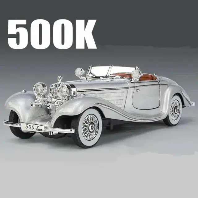 Mercedes-Benz 500K Clásico De 1:24 En Metal Con Sonido Y Luz Juguete De Coche Para Niños Regalo De Cumpleaños Coleccionable - 1