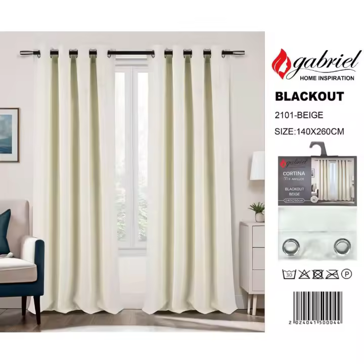 CORTINA BLACKOUT - OPACO 140X260CM CON 8 ANILLAS - 1