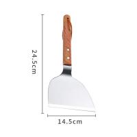 Cuchara De Teppanyaki De Acero Inoxidable Con Mango De Madera Antideslizante Para Pescado Y Panqueques Utensilios De Cocina - details 9