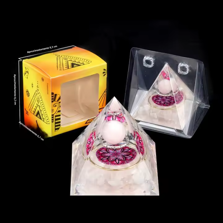 Bola De Cristal Suspendida Pirámide De Piedra Natural Resina Amatista Gota Decoración Para Escritorio De Oficina Y Hogar 6x6cm - 1