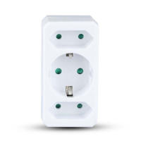 2*Adaptador 3 tomas (2 de Schuko y 1 de europlug), adaptador 3 enchufes, enchufe multiple con 3 tomas, ladron de enchufes 1 x 16A y 2 x 10A, con proteccion para niños, max 3680W, color blanco, Don Feliz - details 0