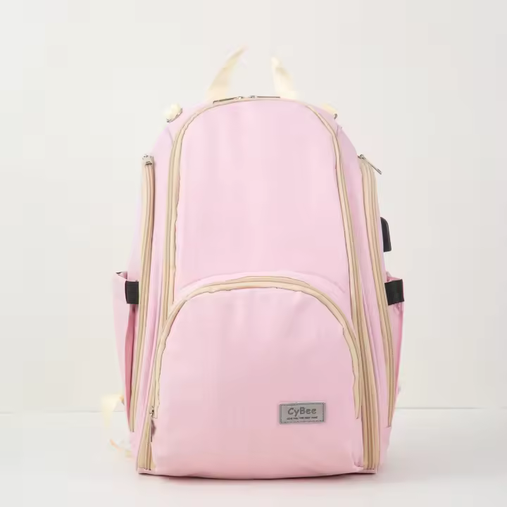 Mochila impermeable de alta gama para exteriores, bolso para mamá, multifuncional, de gran capacidad, con doble cremallera, completamente abierta, mochila para madre y bebé, bolso para pañales - 1
