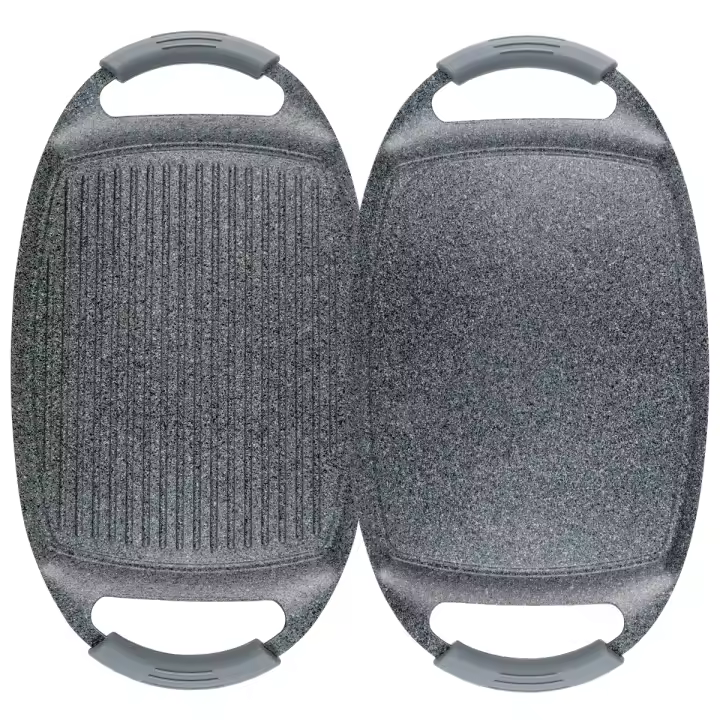 Parrilla de Aluminio Fundido Bepro Chef Granit Stone Everest 48x24, Antiadherente para Inducción con Mangos de Silicona, Libre de PFOA - 1